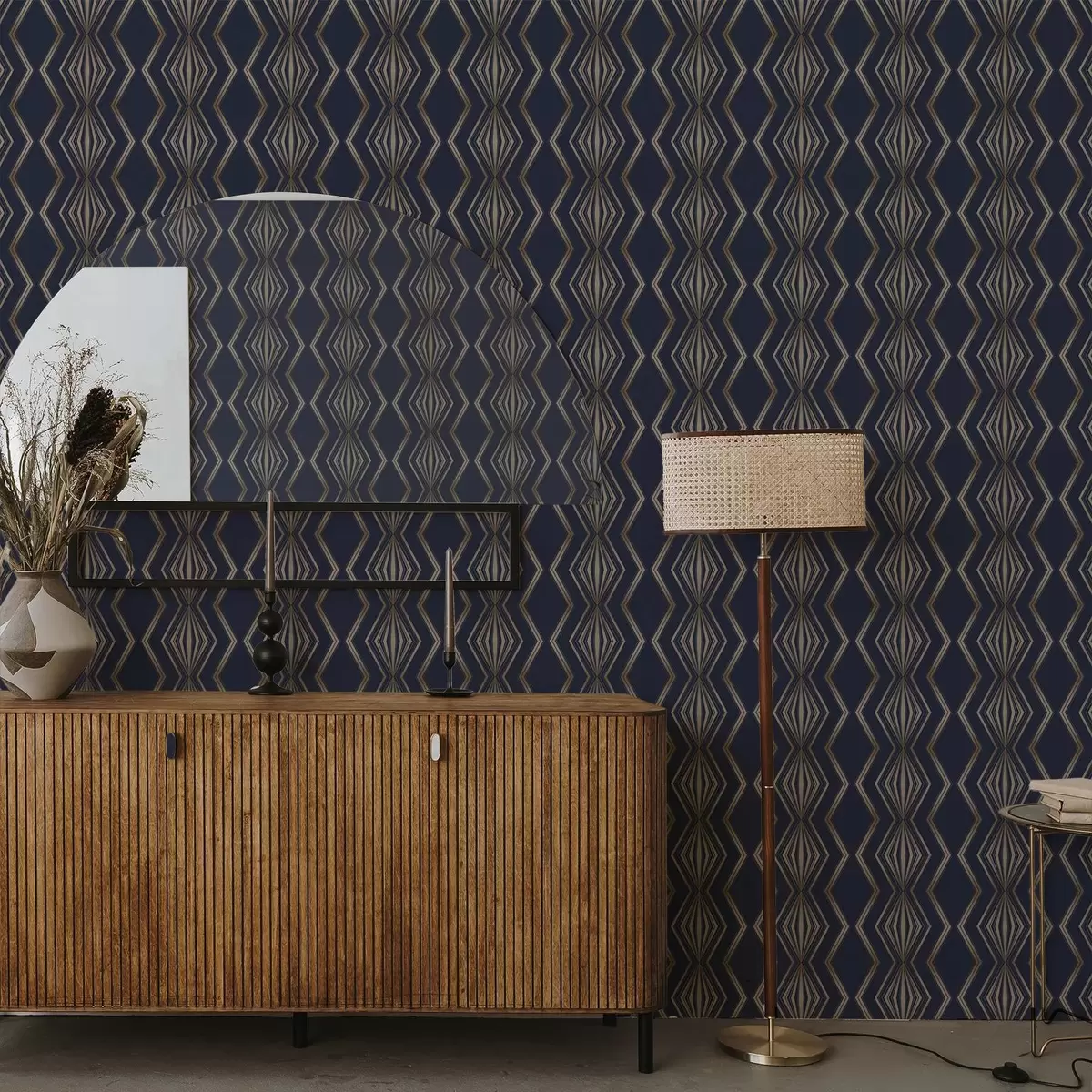 Bakgrunn Mørkeblå bakgrunn med geometriske romber og sikksakk-mønster a00974v2