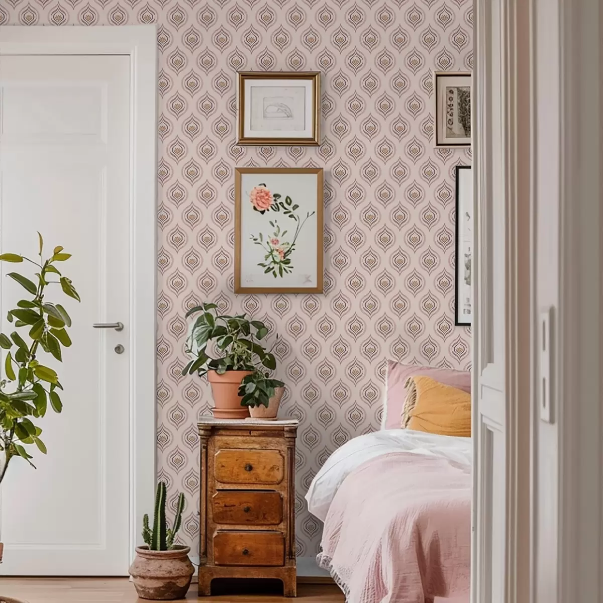 Bakgrunn Rytmisk dråpemotiv med en blomst på en pulveraktig bakgrunn a00977