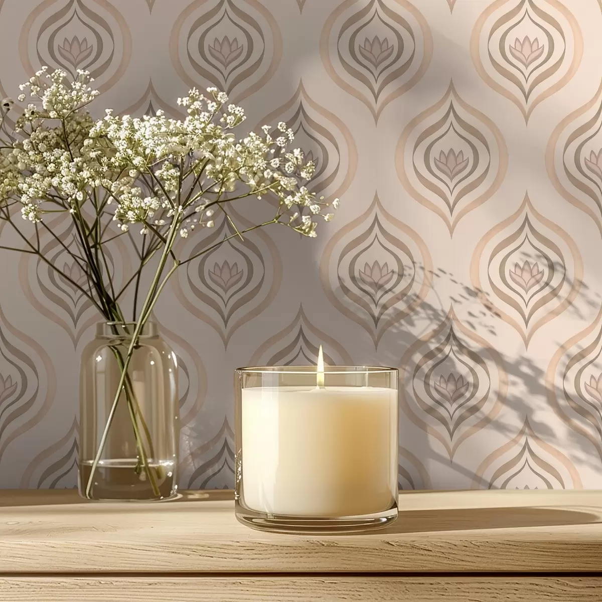 Bakgrunn Pulveraktige dråpemotiver med en blomst på en varm bakgrunn a00977v2