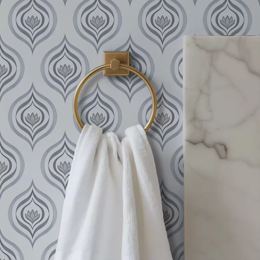 fototapeter Kult dråpemotiv med en blomst i gråblå toner a00977v3