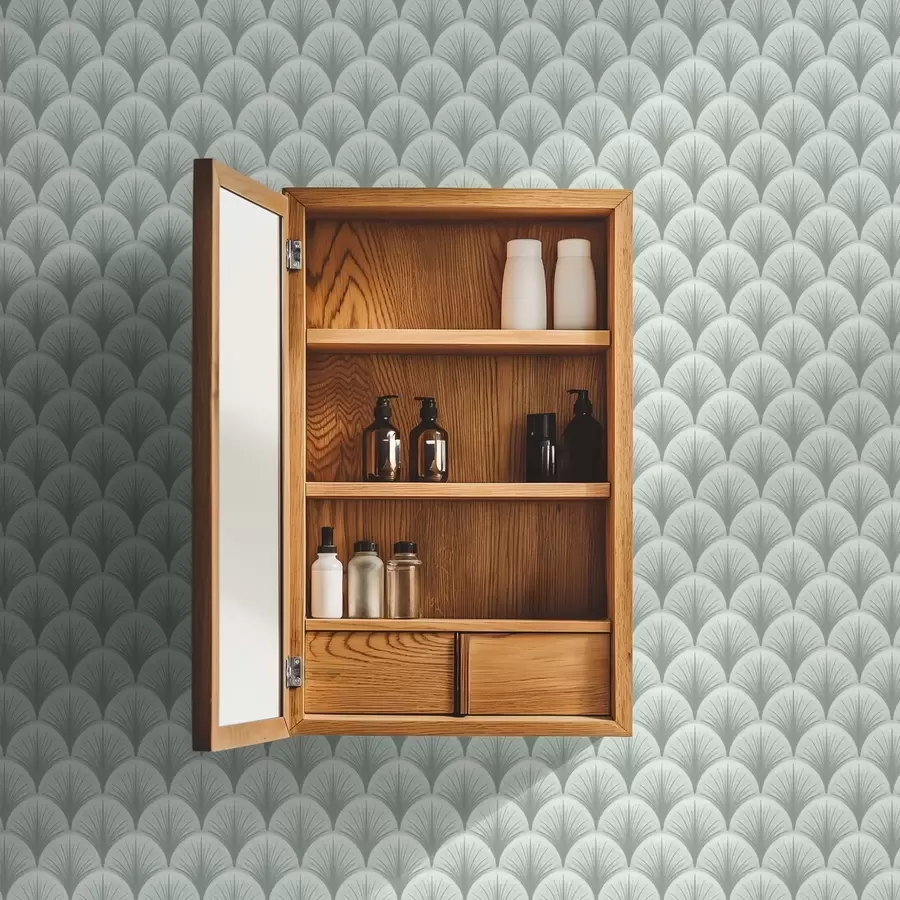 fototapeter Mynteblader med stråler på en myk grønnaktig bakgrunn a00978v2