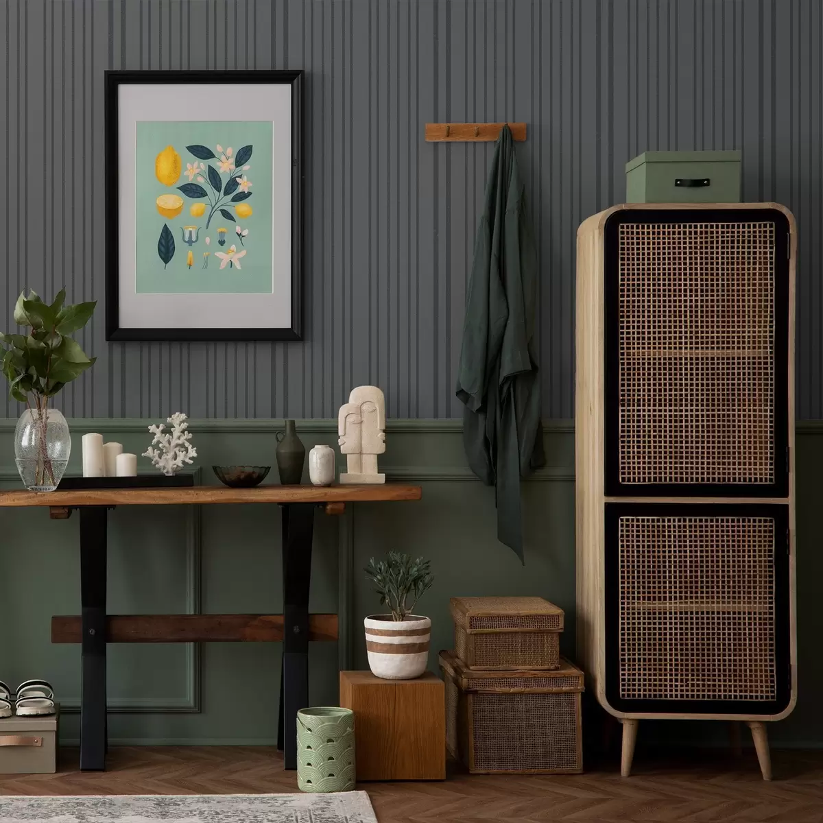 Bakgrunn Mørkegrå bakgrunn med vertikale teksturerte striper a00979v1