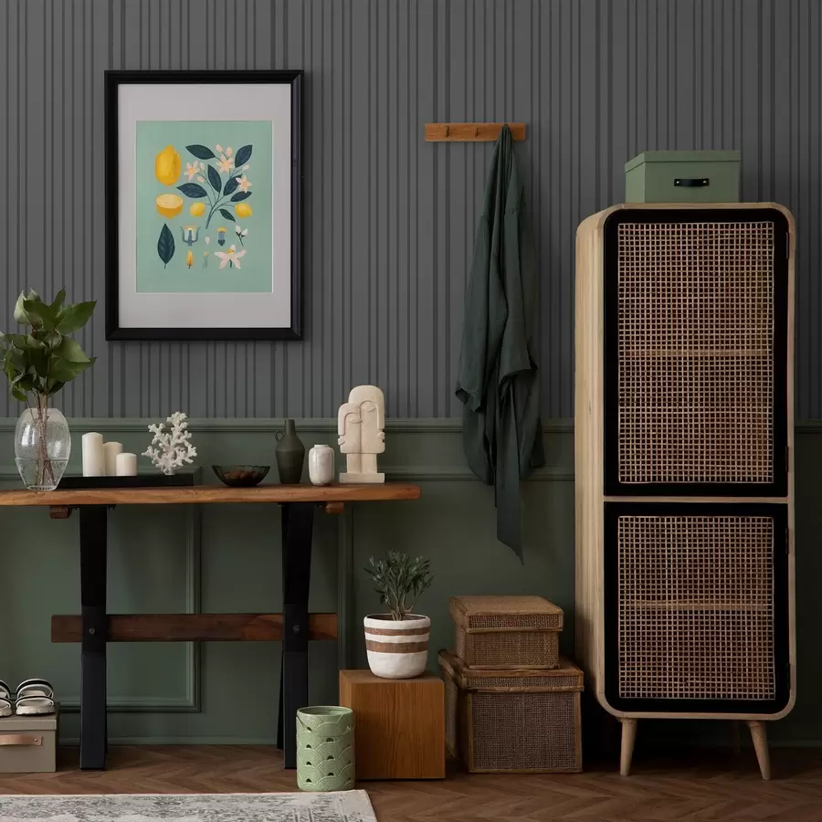 fototapeter Mørkegrå bakgrunn med vertikale teksturerte striper a00979v1