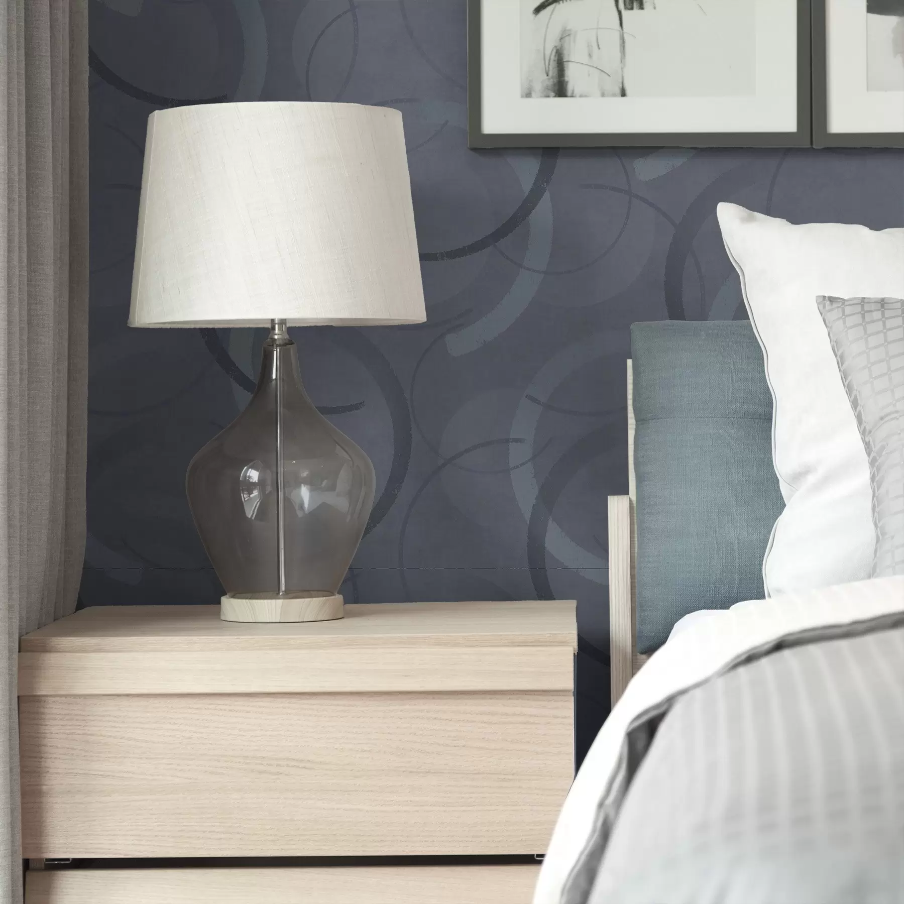 fototapeter Halvsirkler og myke sirkler i en kjølig gråblå palett a00980