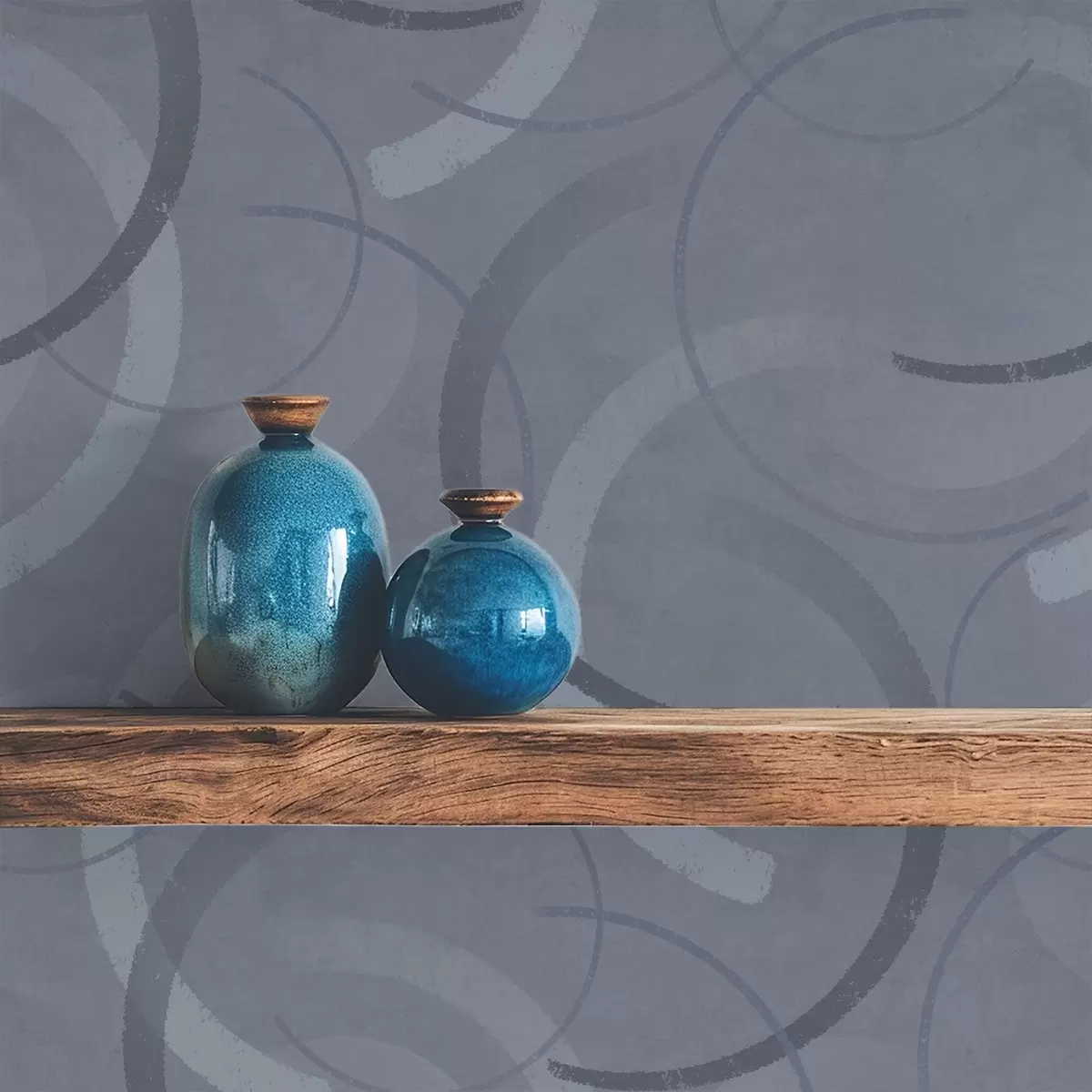 Bakgrunn Halvsirkler og myke sirkler i en kjølig gråblå palett a00980