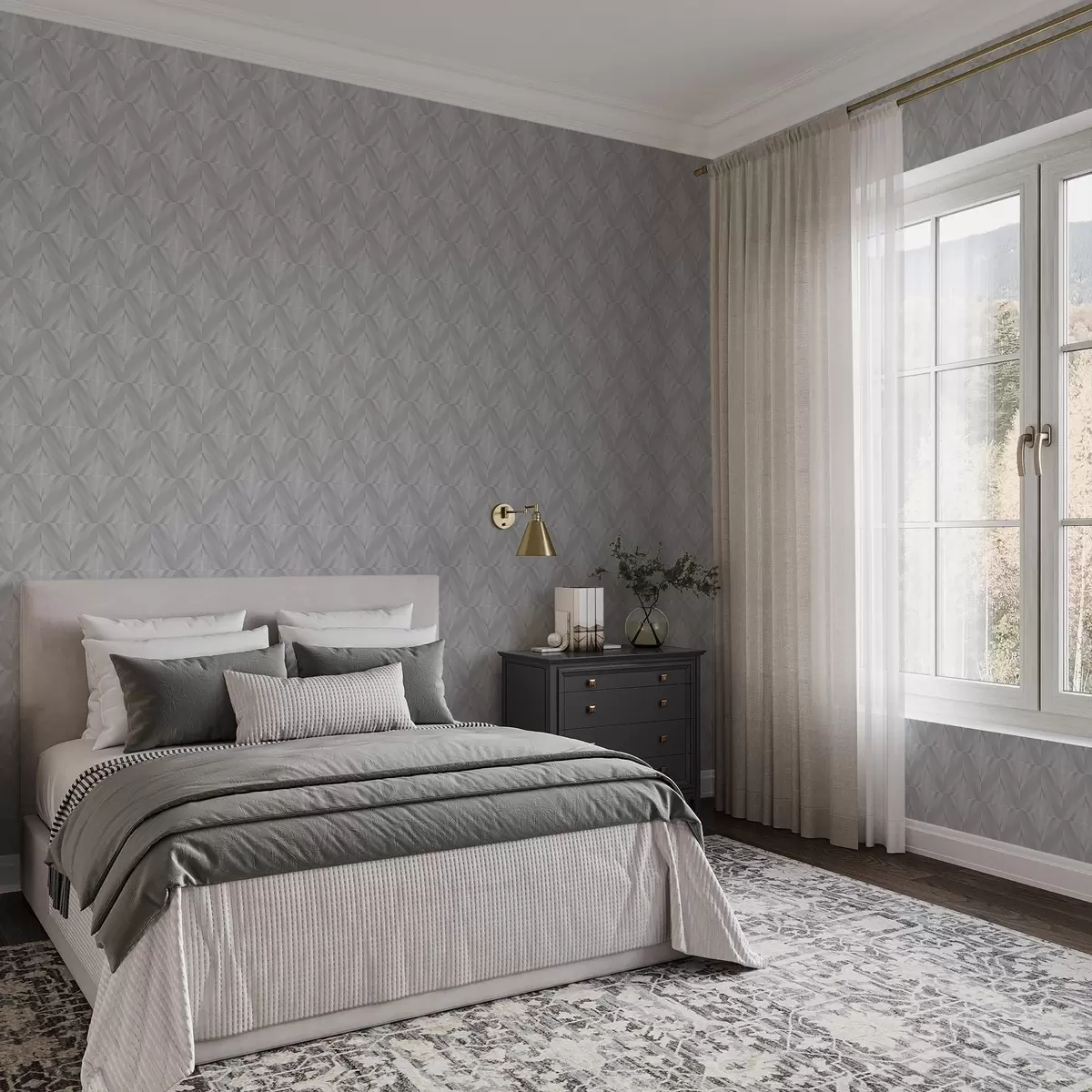 Bakgrunn Geometri av vinklede streker i en kjølig gråblå palett a00983v2