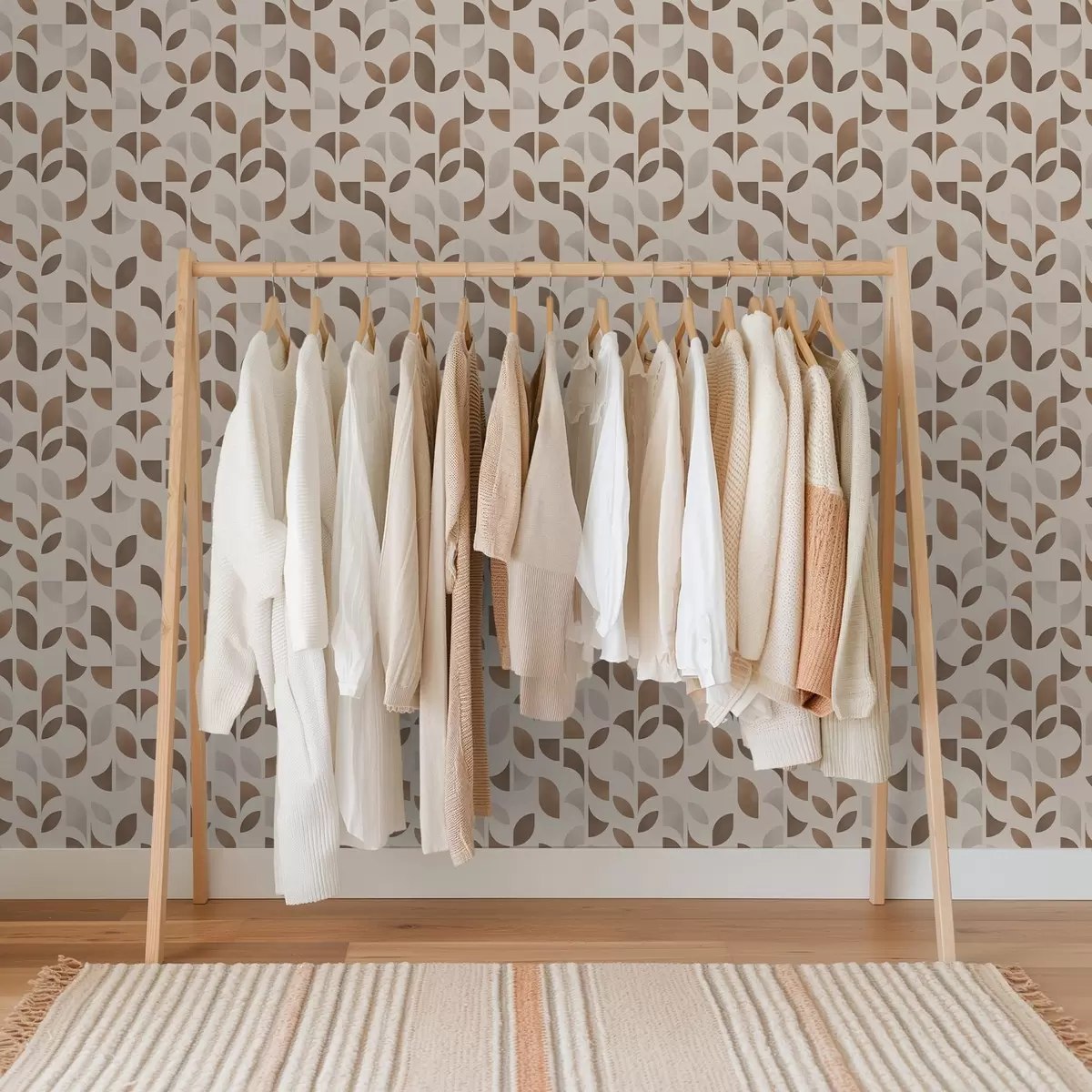 Bakgrunn Rytme av halvsirkler og blader i varme karamellbrune toner a00986v1