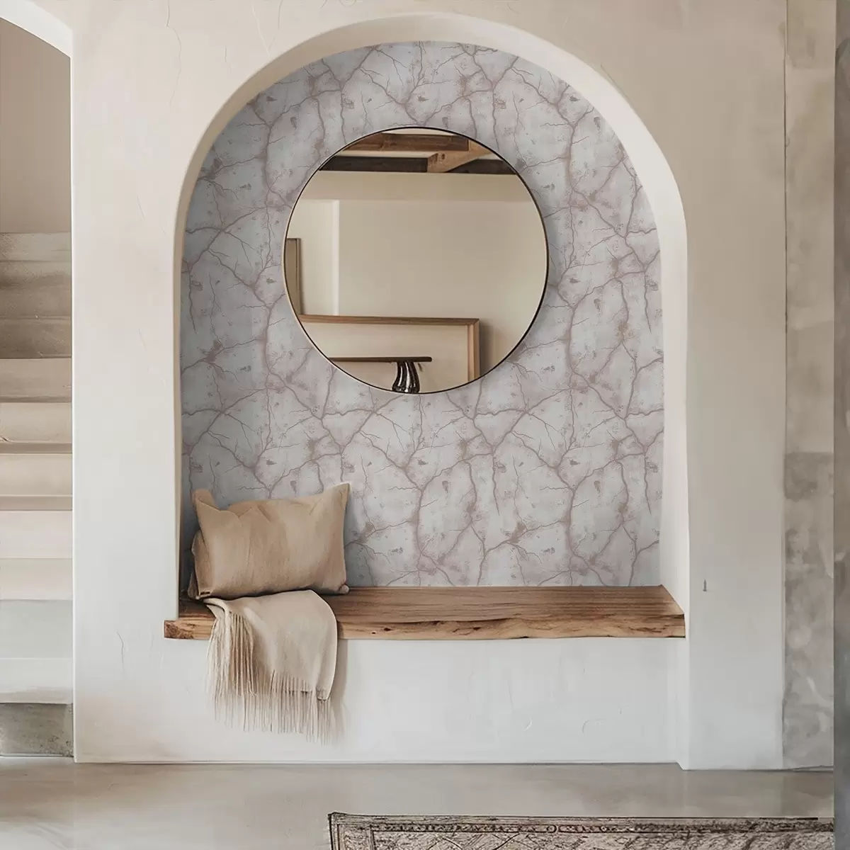 Bakgrunn Lett betong med rosa sprekker og flekker a00987