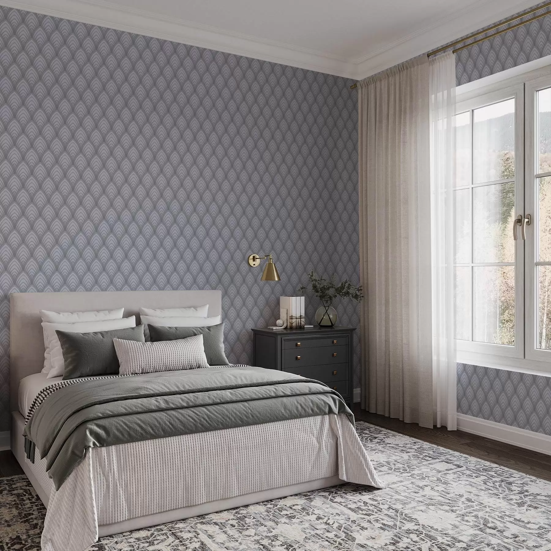 fototapeter Volumetriske gråskala-lignende buer med en myk gradient a00989