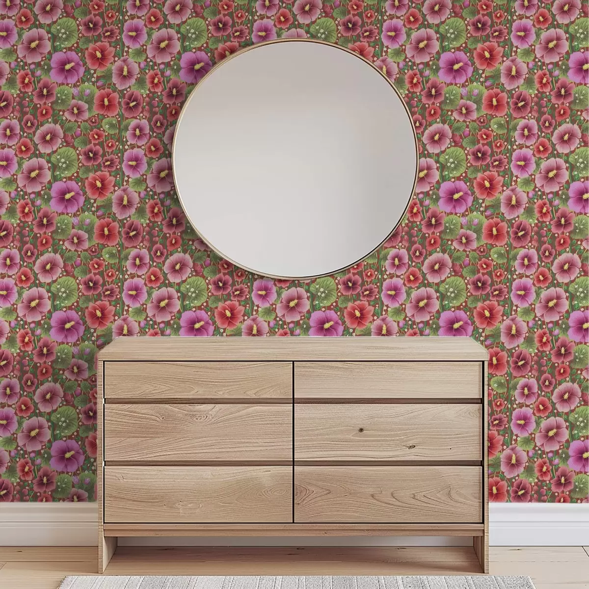 Bakgrunn Blomstrende hibiskus på en varm brunrød bakgrunn a00993v1