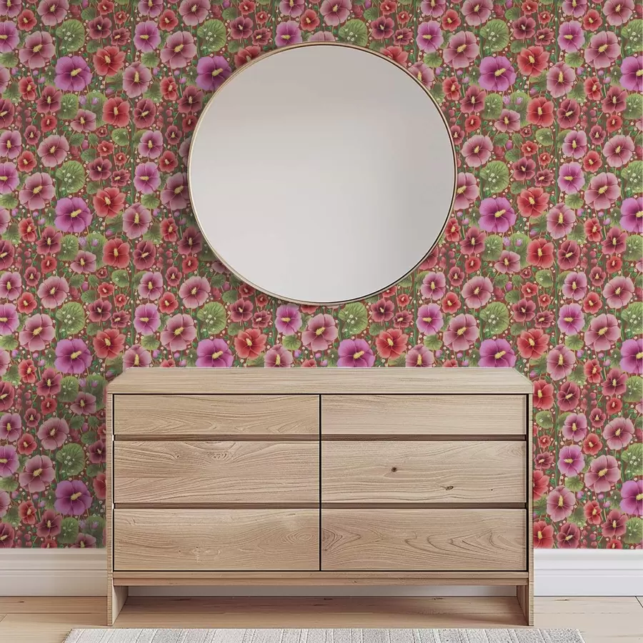 fototapeter Blomstrende hibiskus på en varm brunrød bakgrunn a00993v1