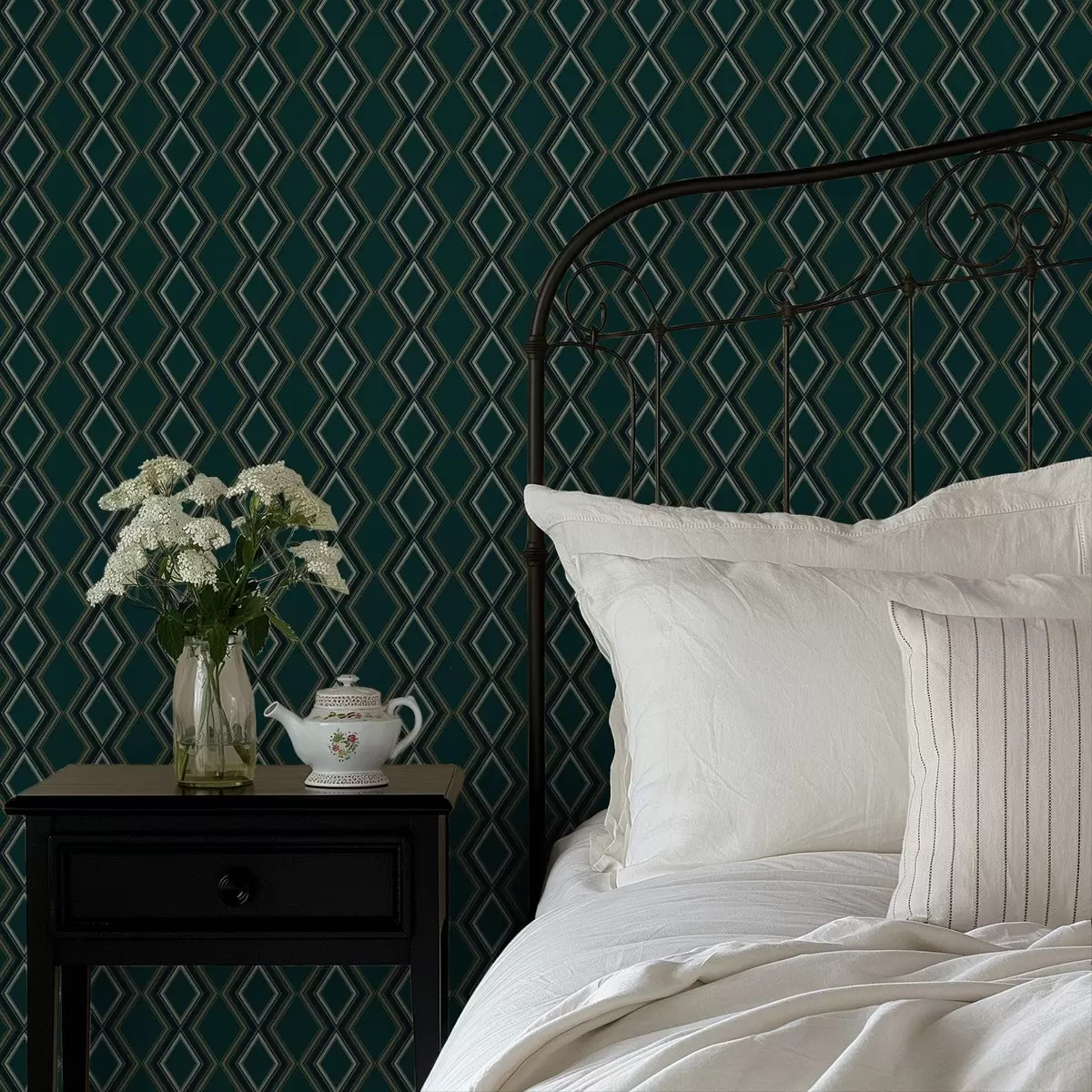Bakgrunn Mørk blågrønn bakgrunn med vertikale rader med diamanter a00976