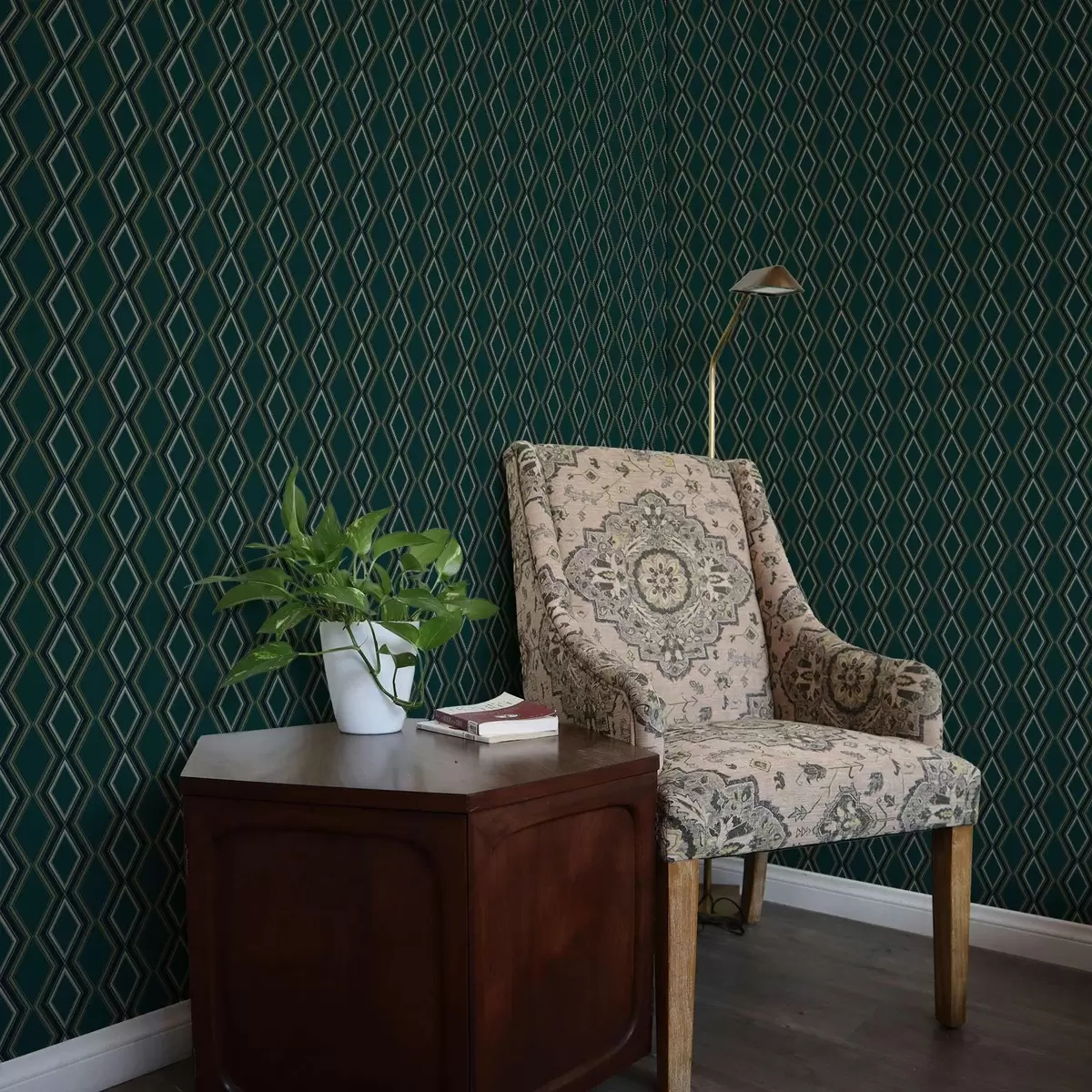 Bakgrunn Mørk blågrønn bakgrunn med vertikale rader med diamanter a00976