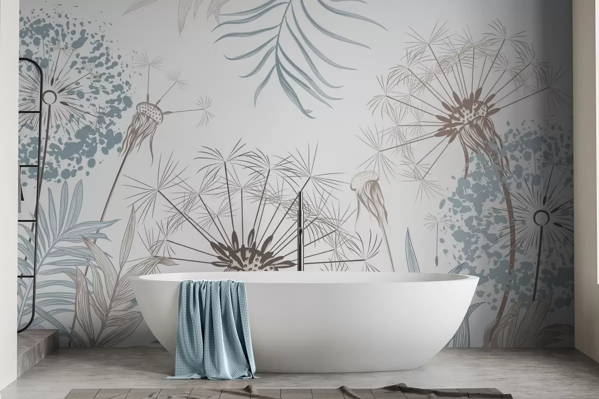 fototapeter Løvetann blant løvet w04942