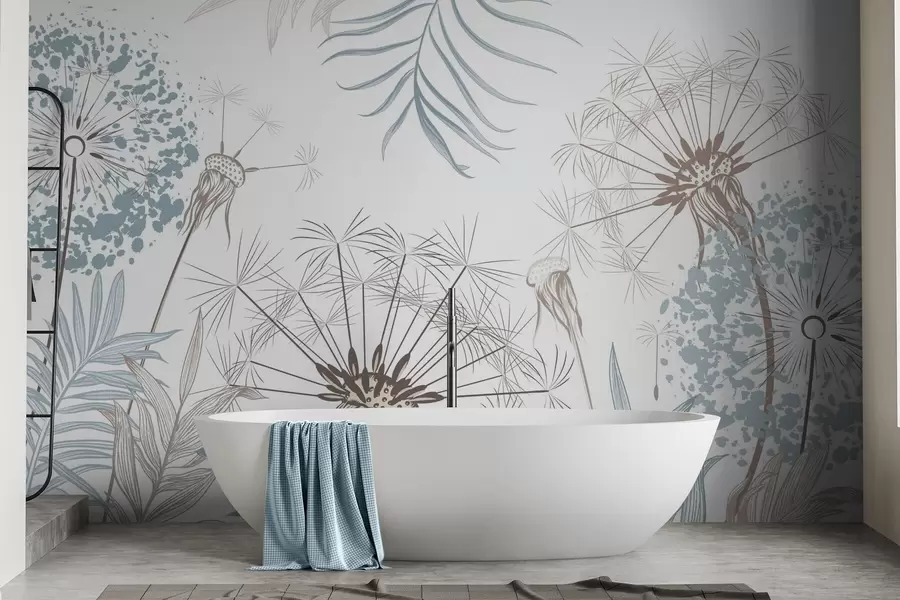 fototapeter Løvetann blant løvet w04942