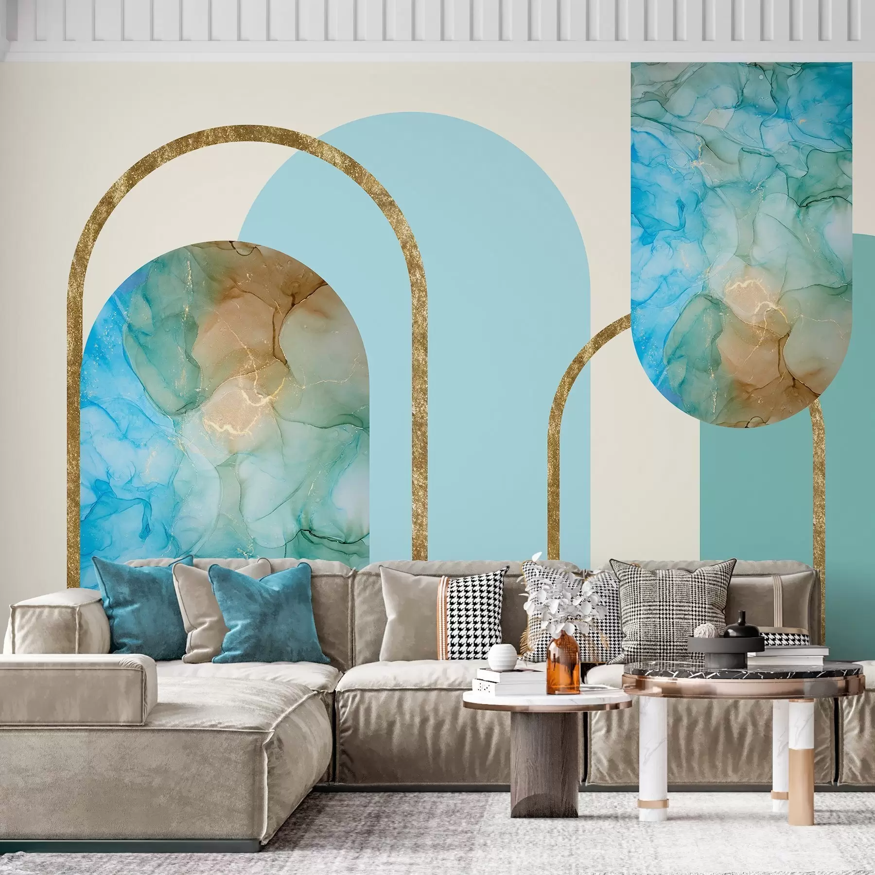 fototapeter elegante buer med imitert marmor i art deco-stil w04879