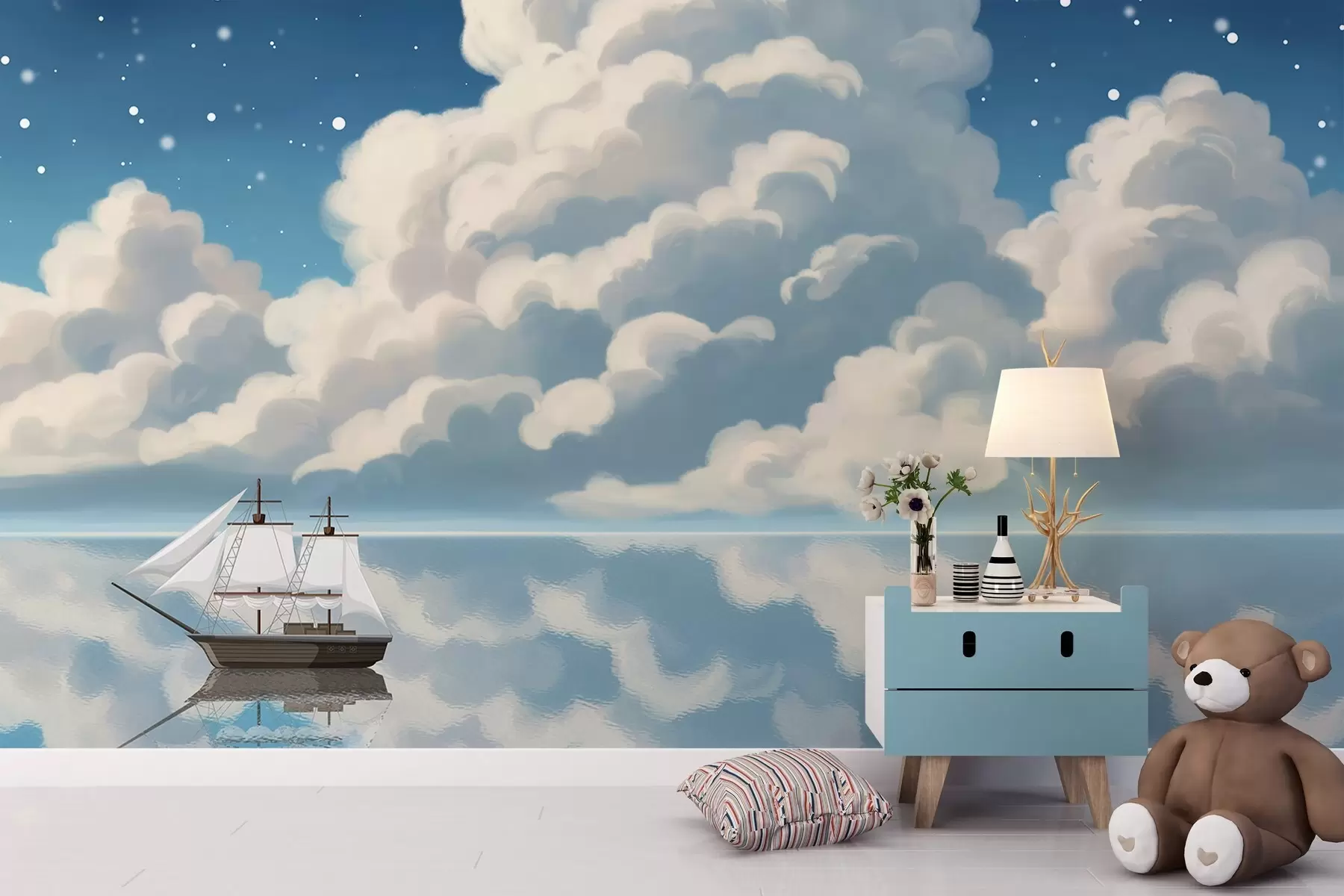 fototapeter Tykke skyer over vannet w04996