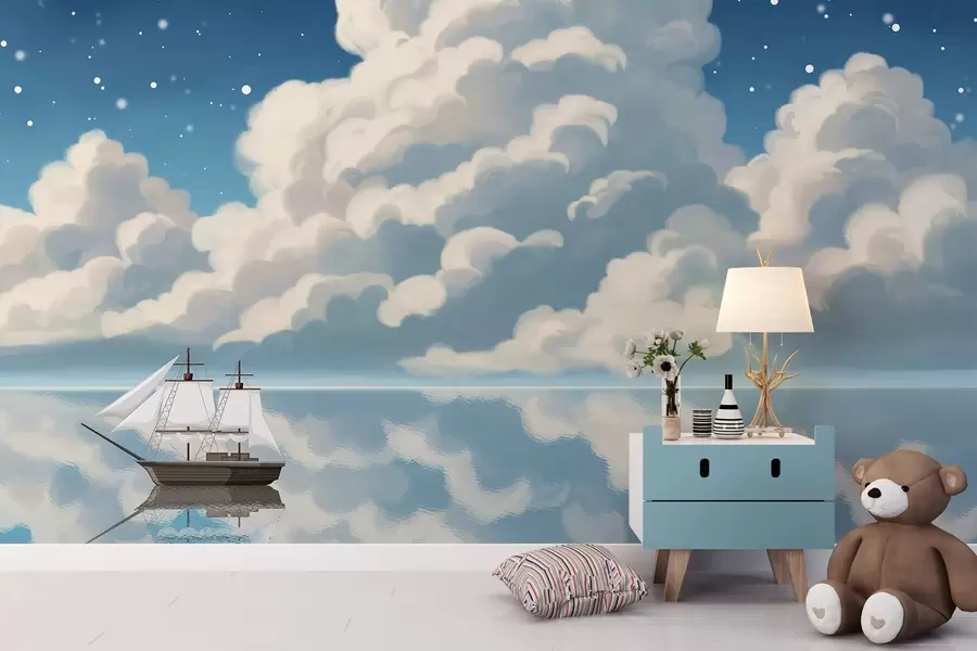 fototapeter Tykke skyer over vannet w04996