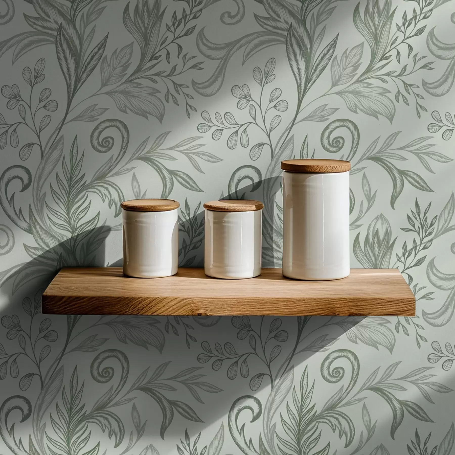 fototapeter Myke mynteblader med delikate grågrønne linjer a00935v3