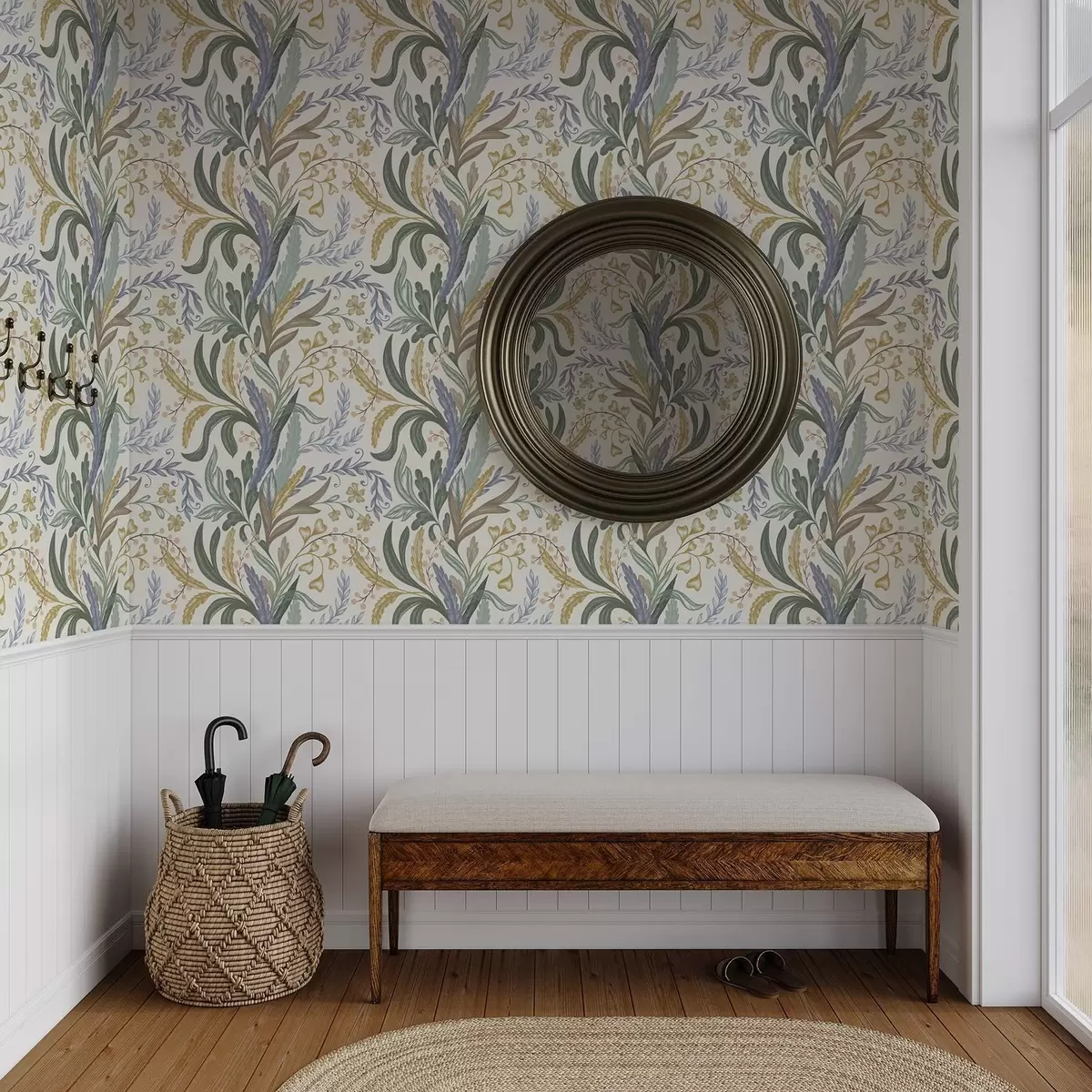 Bakgrunn Frodig blomsterornament i en myk pastellpalett a00939