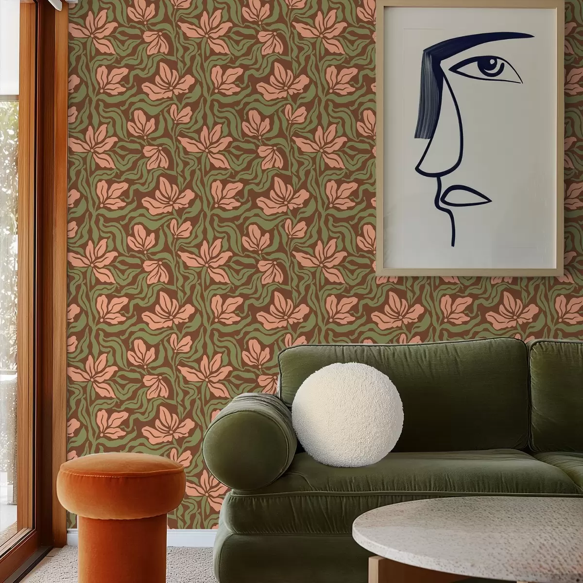 Bakgrunn Ferskenblomster og grønt på en mørk brun bakgrunn a00958v2