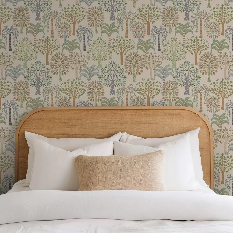 fototapeter Dekorative trær i en myk, naturlig fargepalett a00960