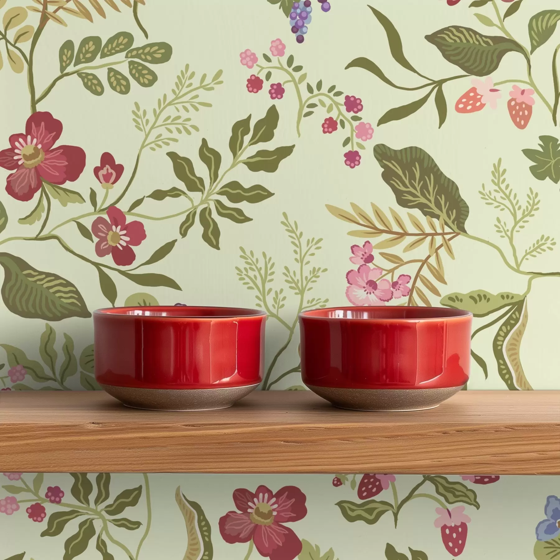 fototapeter Blomstrende hage med bær, druer og villblomster a00961