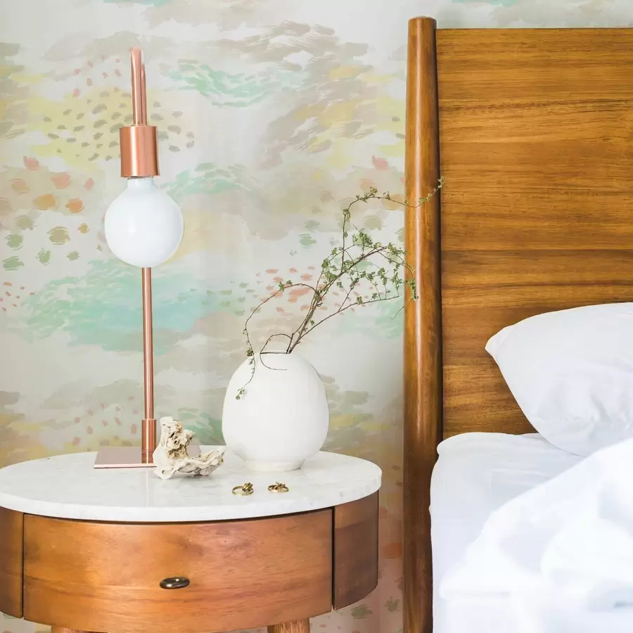 fototapeter Lyse pastellfargede penselstrøk på en nesten hvit bakgrunn a00999