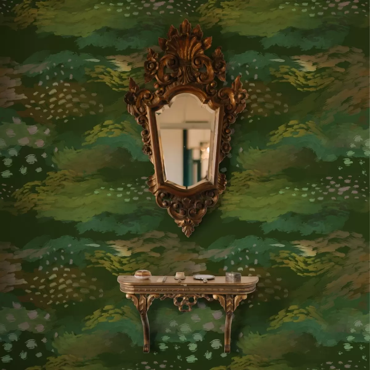 Bakgrunn Rik grønn abstraksjon med energiske penselstrøk a00999v3