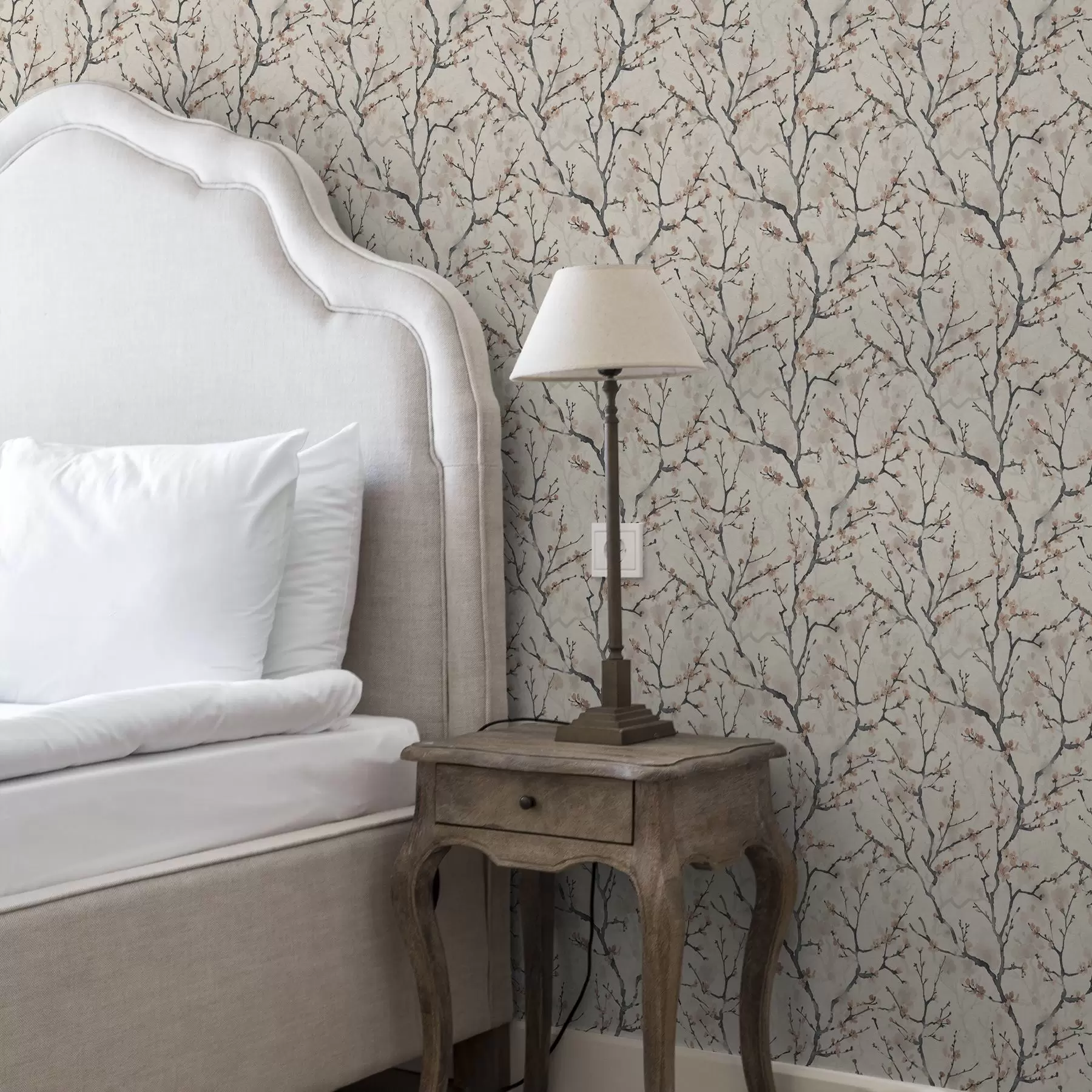 fototapeter Akvarellmalte sakura-grener på lys bakgrunn a01033