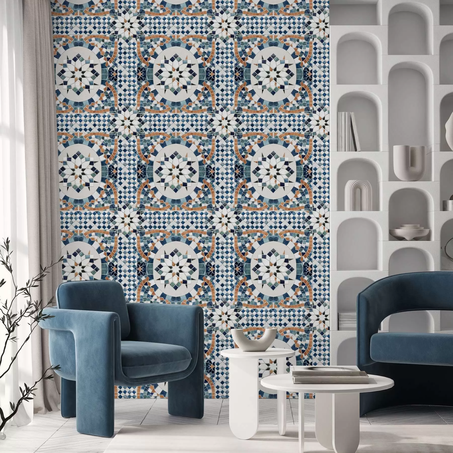 fototapeter Lys marokkansk mosaikk i blå-turkise toner a01043