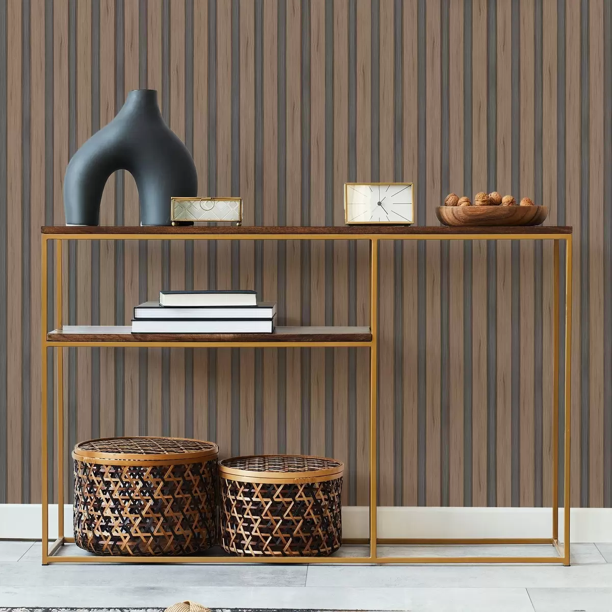 Bakgrunn Vertikale trelameller med mørke innsatser a01054