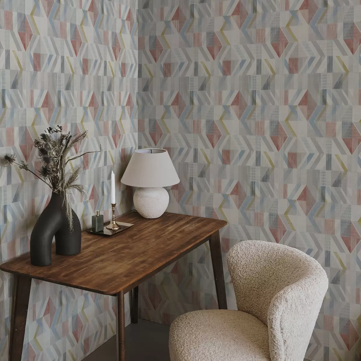 Bakgrunn Geometriske piler i pastellrøde og blå toner a01056