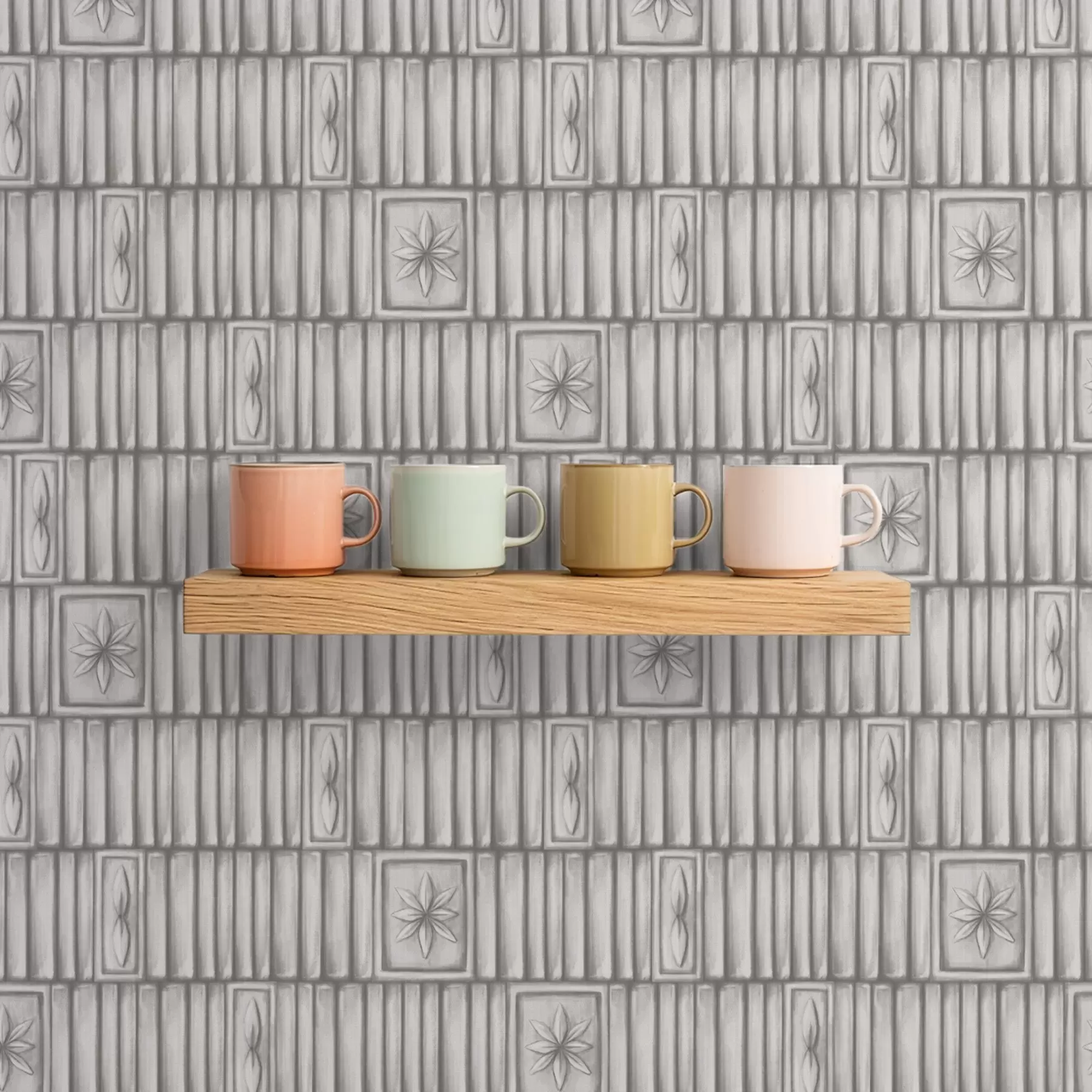 fototapeter Vertikale paneler med grafiske blomstermotiver a01058