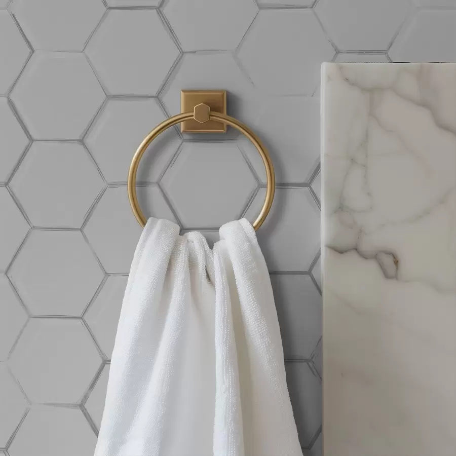 fototapeter Hvite tredimensjonale sekskanter på en glatt bakgrunn a01059