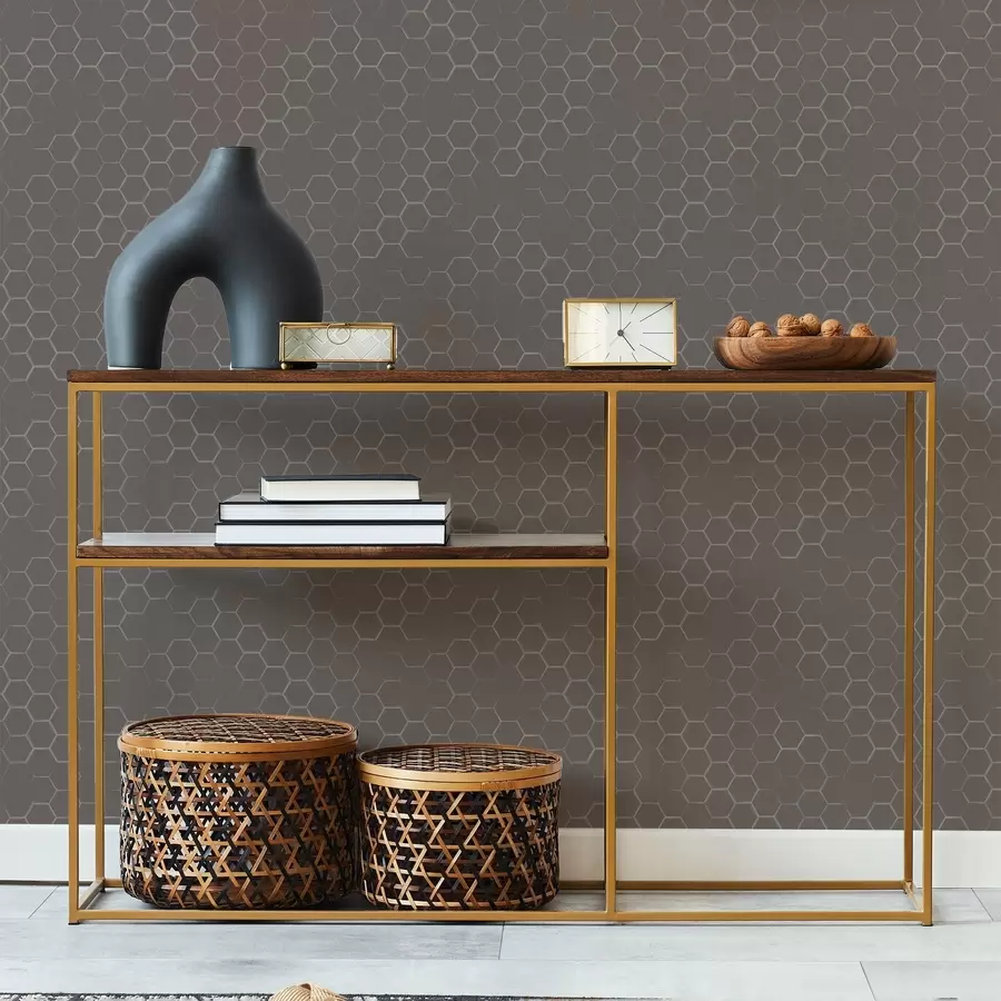 fototapeter Tett sekskantet mønster i myke gråtoner a01060v2