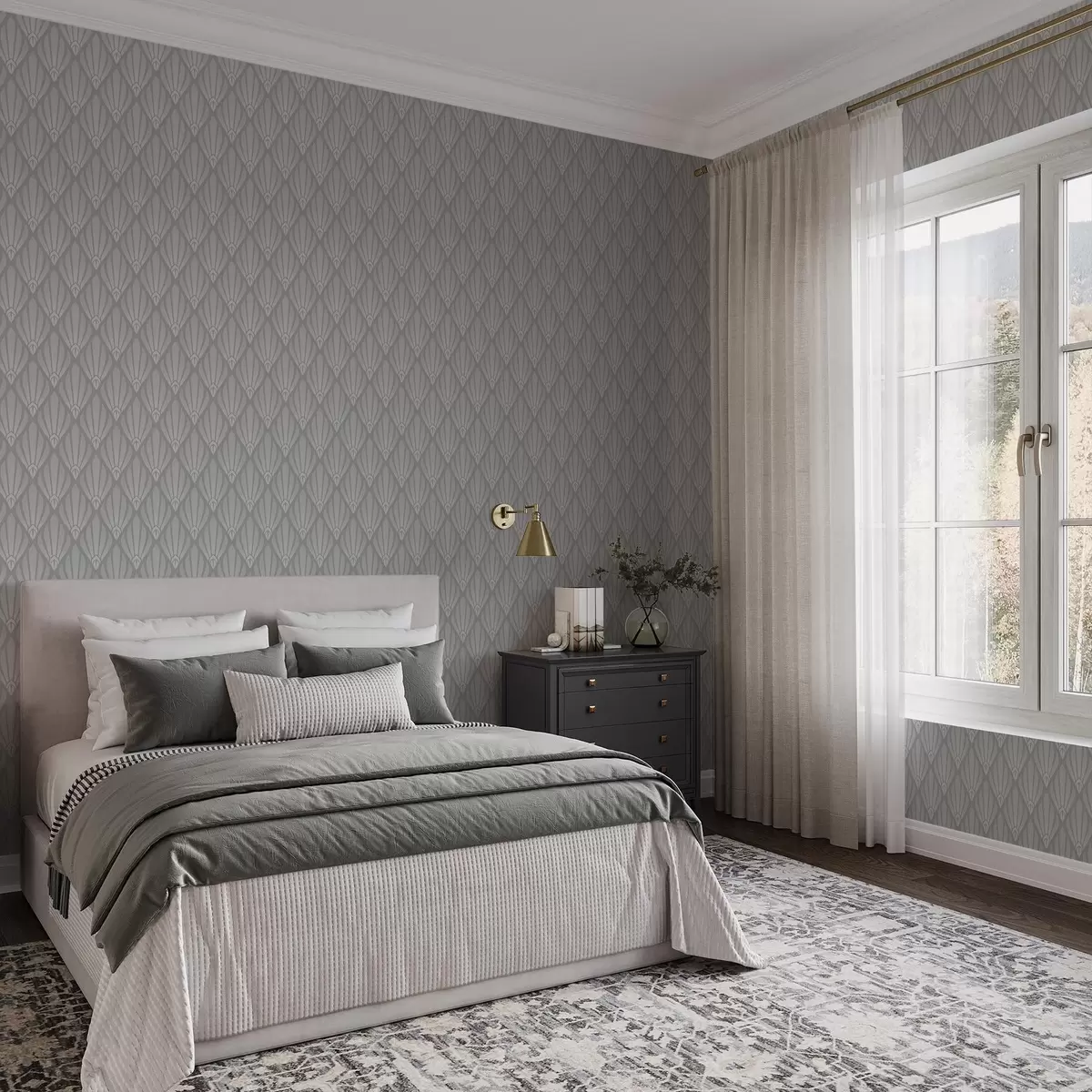 Bakgrunn Grå art deco med vifteformede former a01064