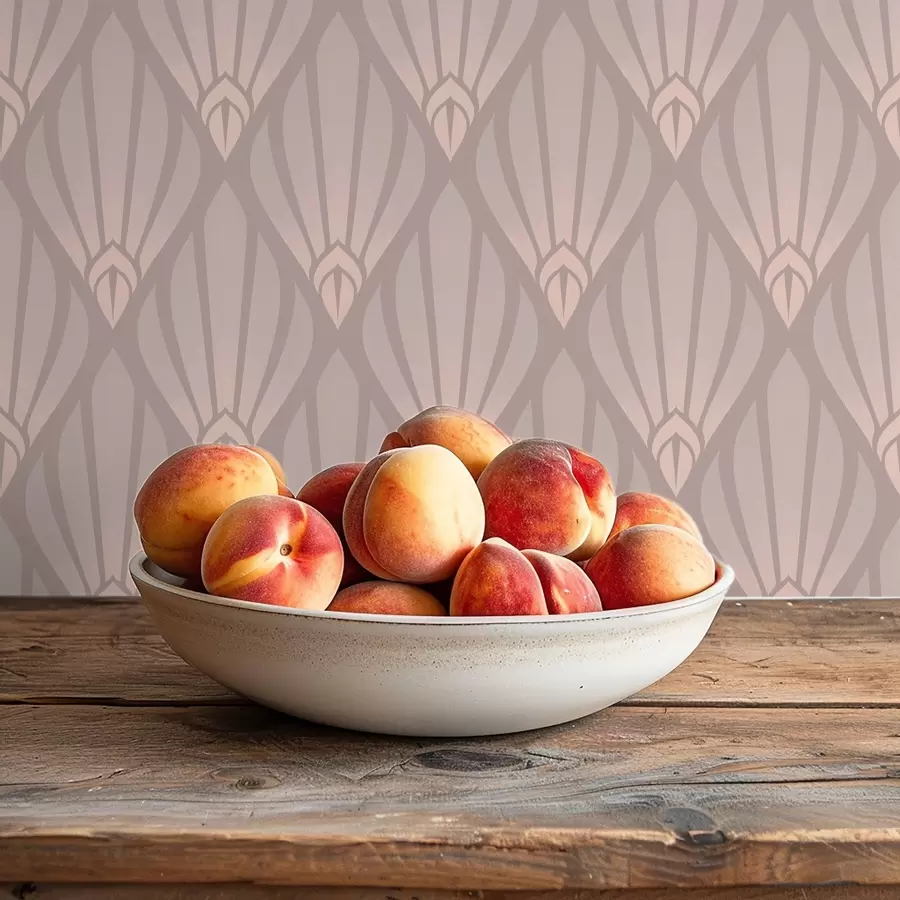 fototapeter Pulveraktig beige Art Deco med myke vifter a01064v1