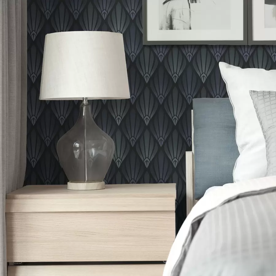 fototapeter Kjølig blågrå art deco med vifteformede former a01064v3