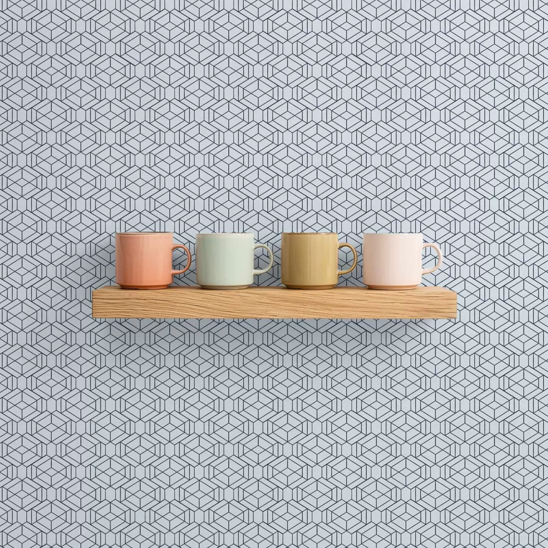 fototapeter Lyseblå geometrisk kubemønster a01066