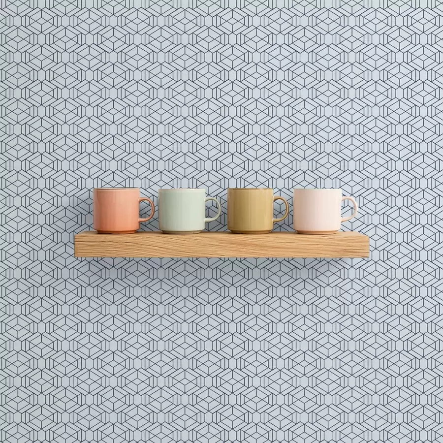 fototapeter Lyseblå geometrisk kubemønster a01066