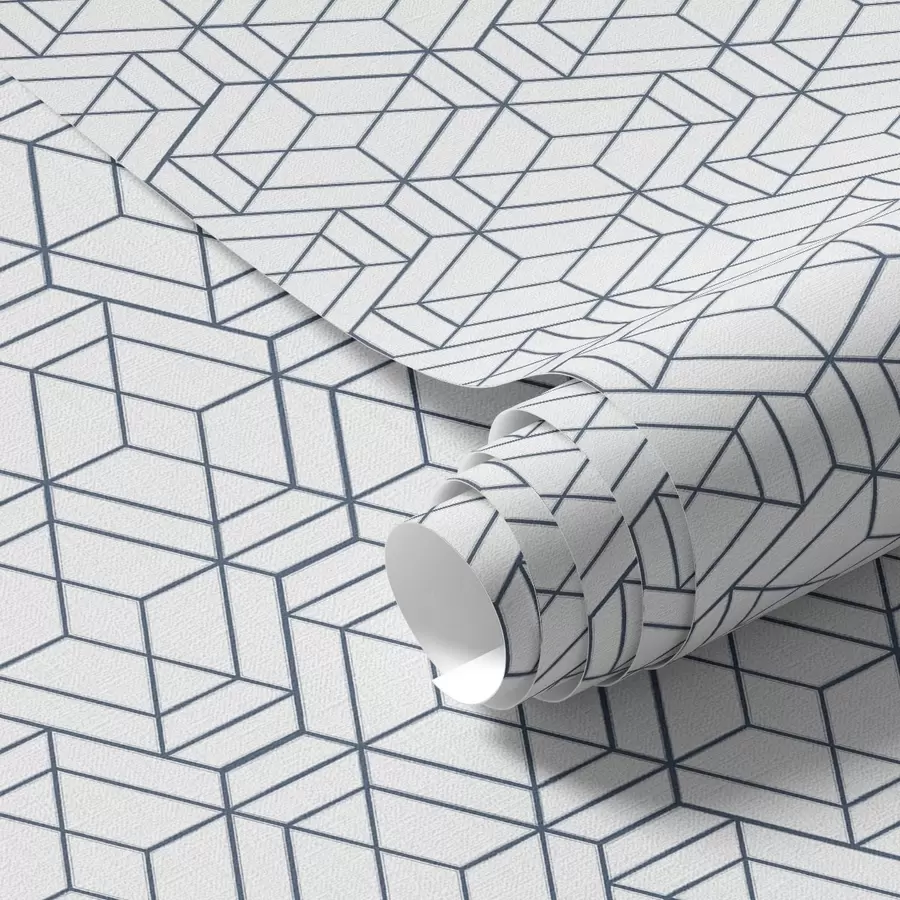 fototapeter Hvit bakgrunn med blå tredimensjonale geometriske kuber a01067