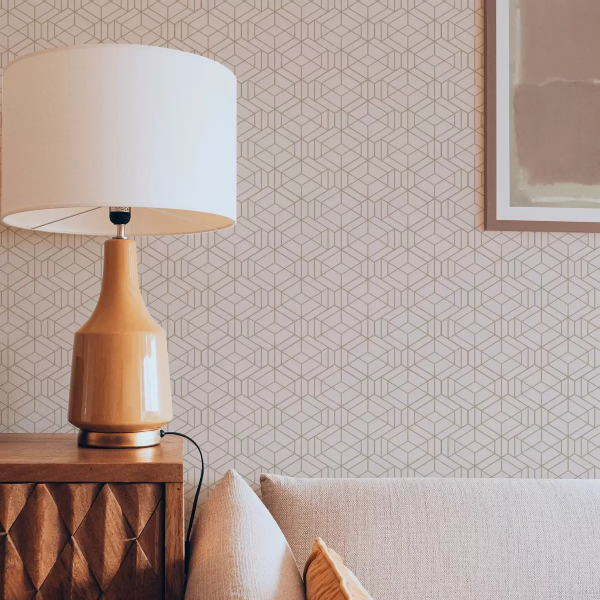 Bakgrunn Varm beige bakgrunn med fine grafiske kuber a01067v3