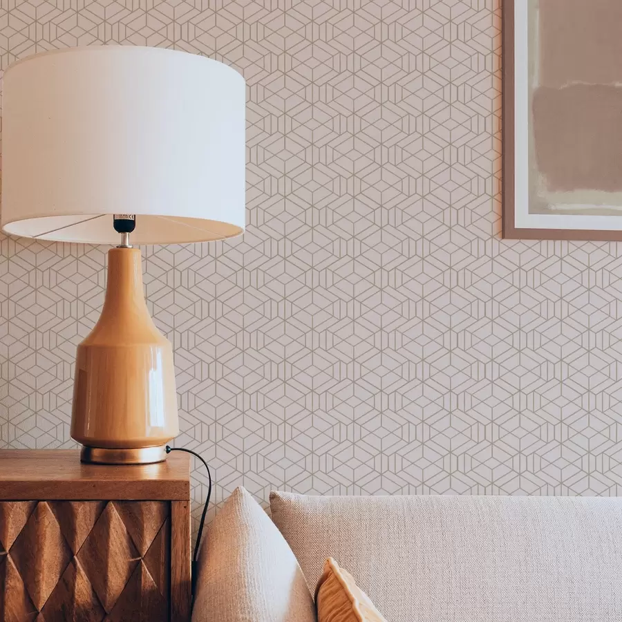 fototapeter Varm beige bakgrunn med fine grafiske kuber a01067v3