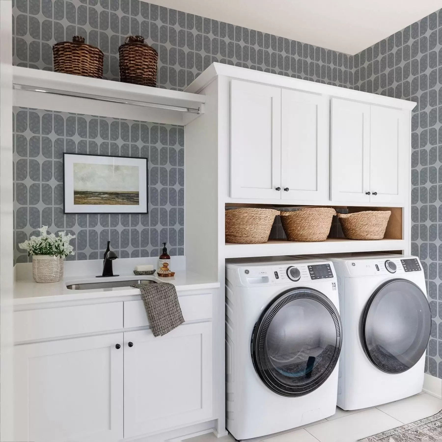 fototapeter Grå mosaikk med rektangulære buer og myk tekstur a01068