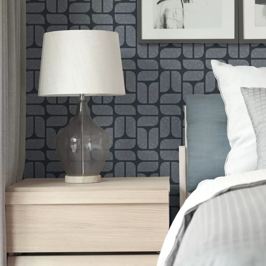 fototapeter Mørk bakgrunn med grå mosaikk av avrundede moduler a01069v1