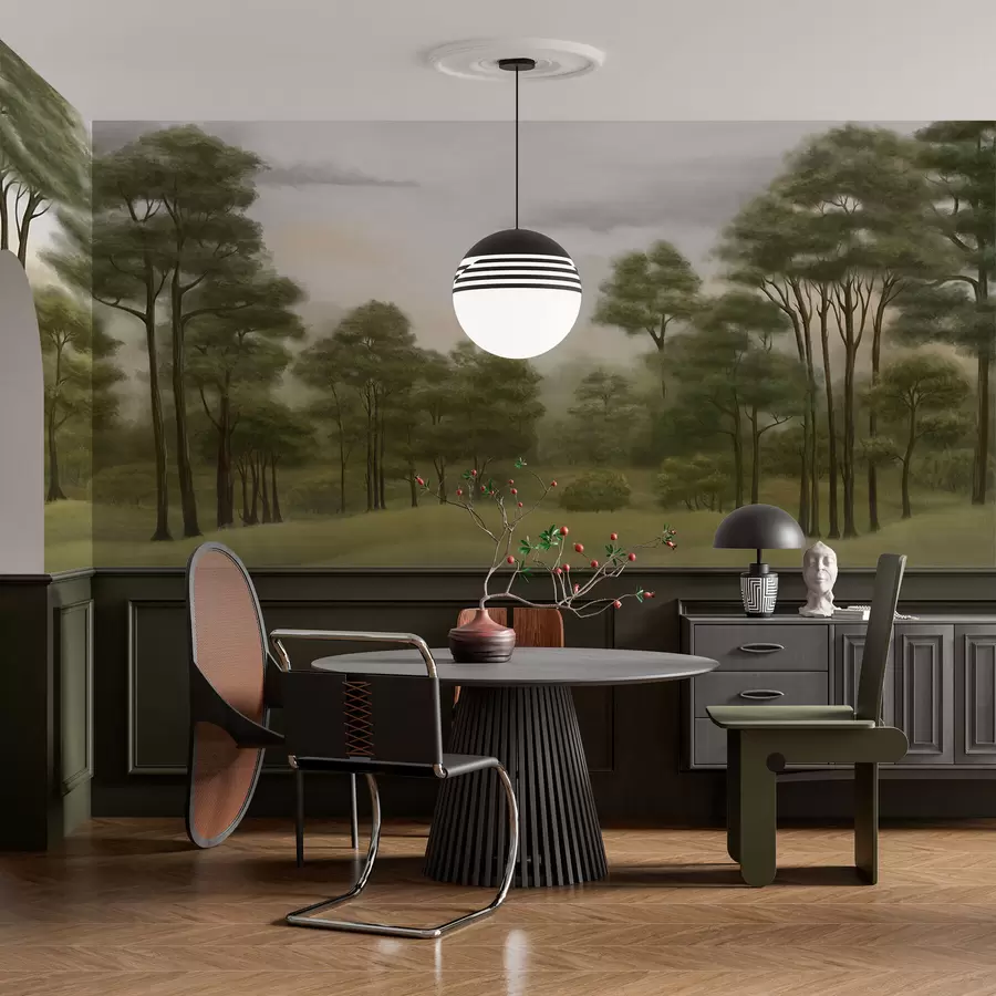 fototapeter Fredfullt skoglandskap i milde farger w02193