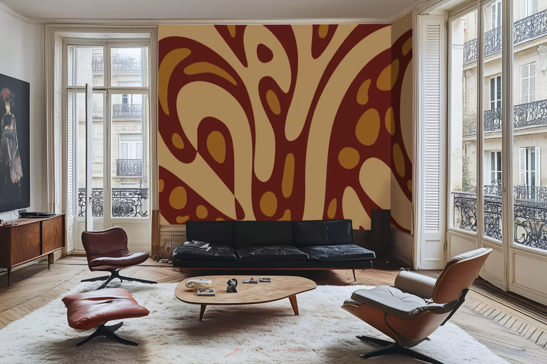 fototapeter Abstrakt mønster med brune og beige former w05071v2