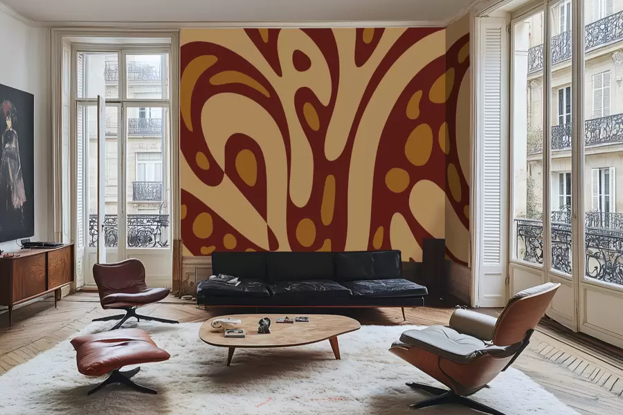 fototapeter Abstrakt mønster med brune og beige former w05071v2