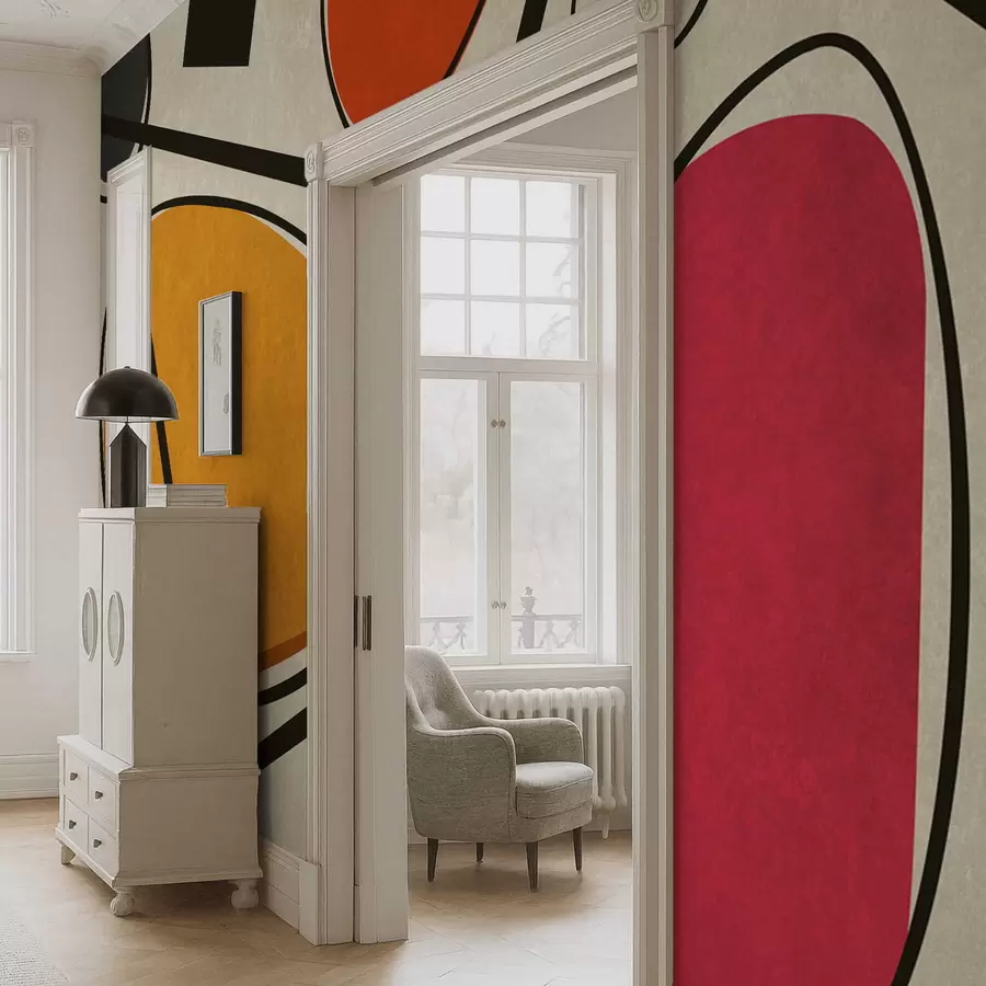 fototapeter Abstrakte former og linjer med dristige fargefelt w05017